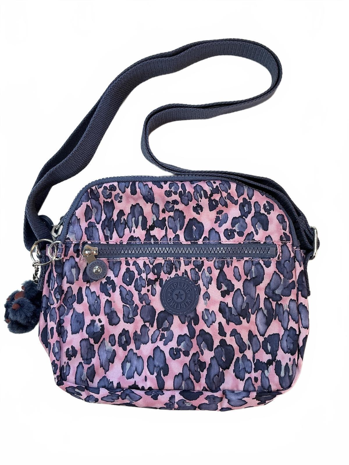 Kipling Keeffe Crossbody Bag Women Pink Leopard Print Lightweight Adjustable