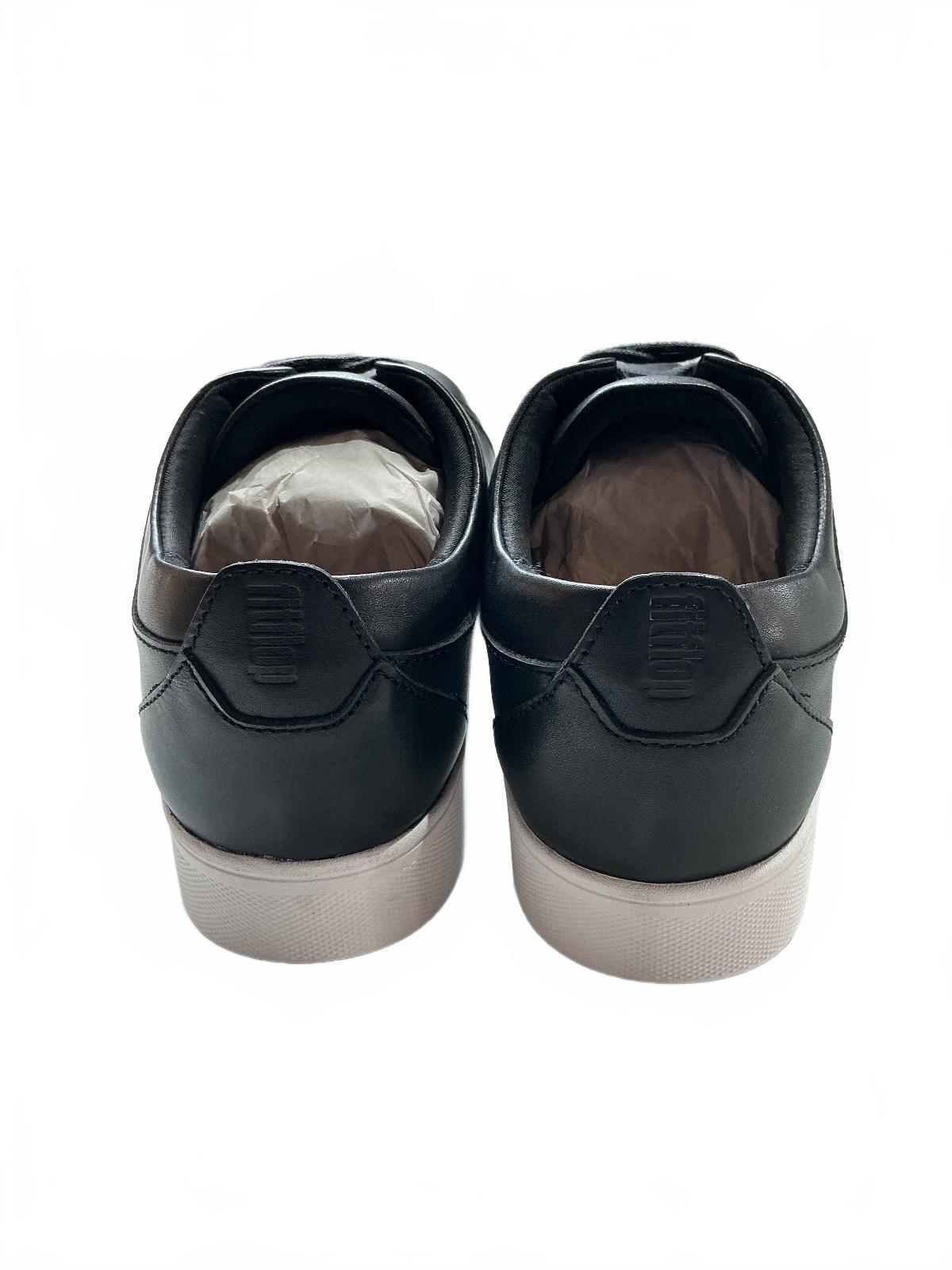 FitFlop Rally Black Leather Sneakers UK Size 6 Comfortable Casual Shoes