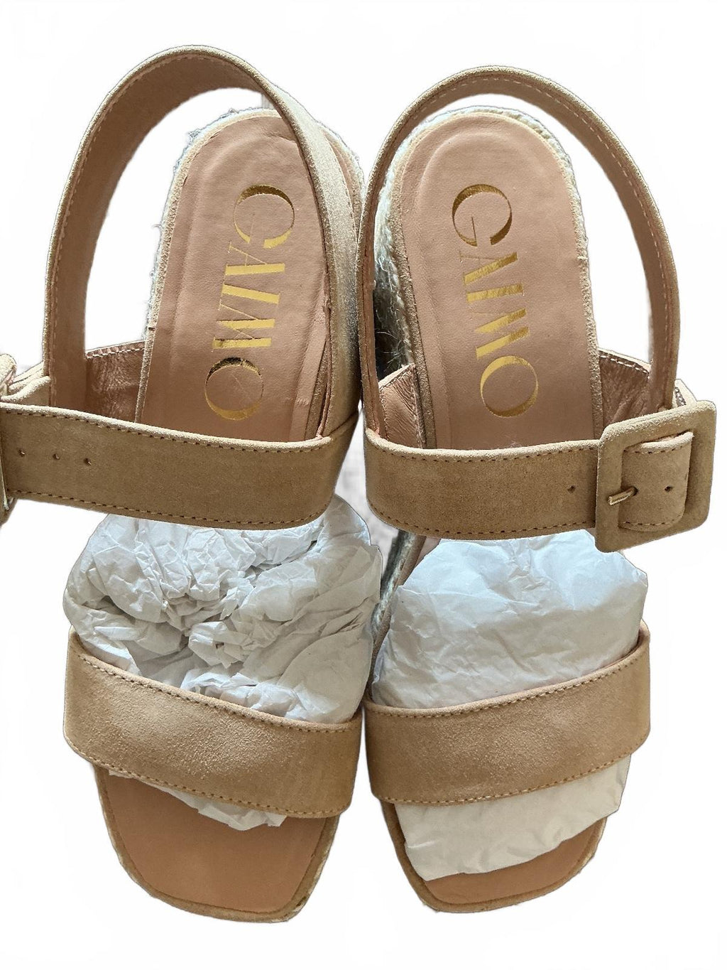Gaimo Beige Suede Espadrille Wedge Sandals Size 5 UK Summer Footwear