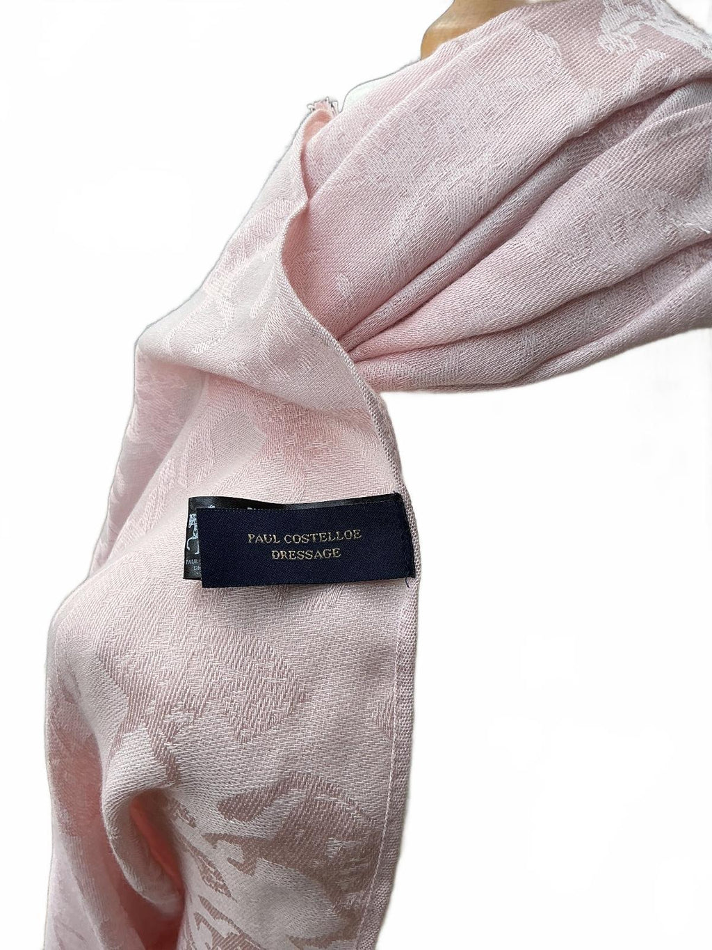Paul Costelloe Dressage Women Scarf Pink Horse Print Jacquard Lightweight