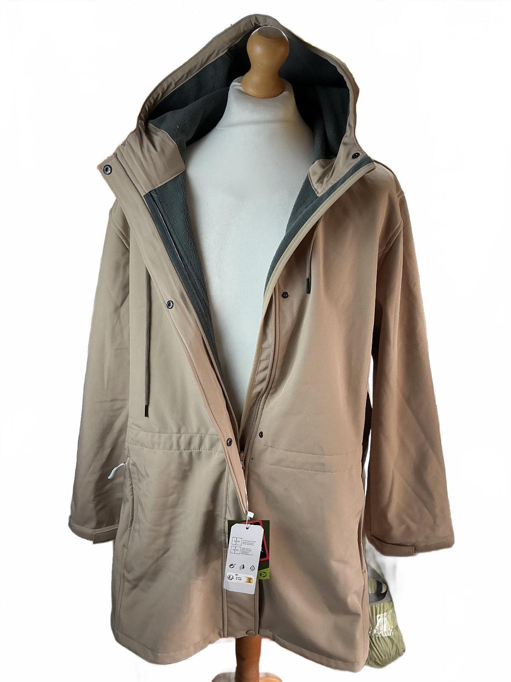 Outdoor Ventures Ladies XXXXL Beige Hooded Waterproof Casual Coat New