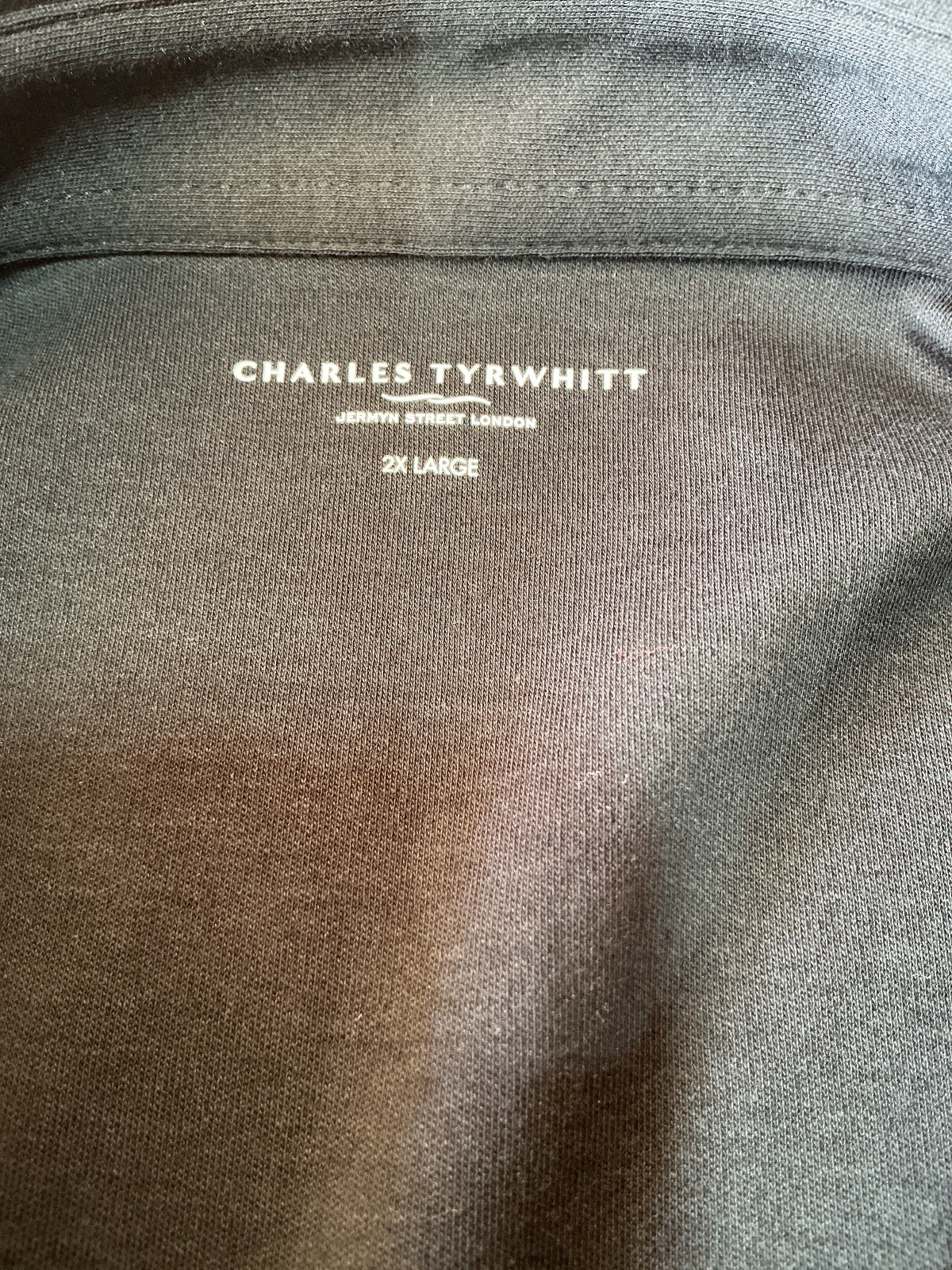 Charles Tyrwhitt Black Polo Shirt Size 2XL Classic Fit Jersey Top