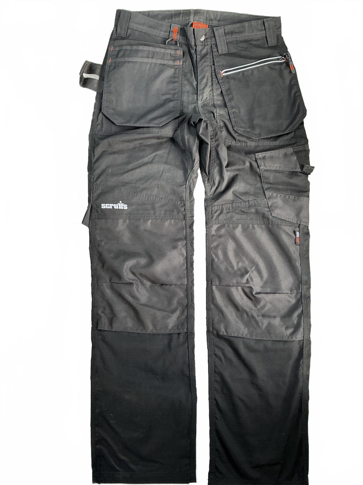 Scruffs Worker Plus Men's Trousers 32L Black Durable Workwear Multi-Pocket