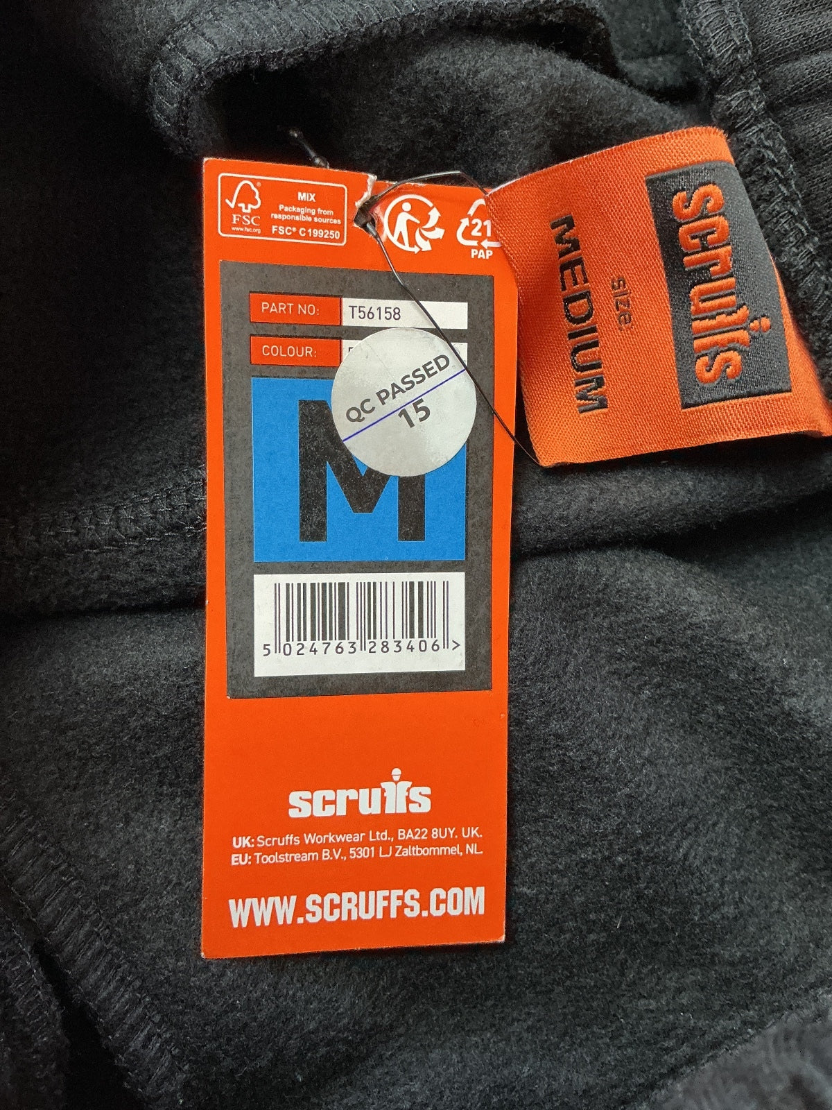 Scruffs Slim Fit Jogger Men's Medium Black Cargo Pockets Comfortable Cotton