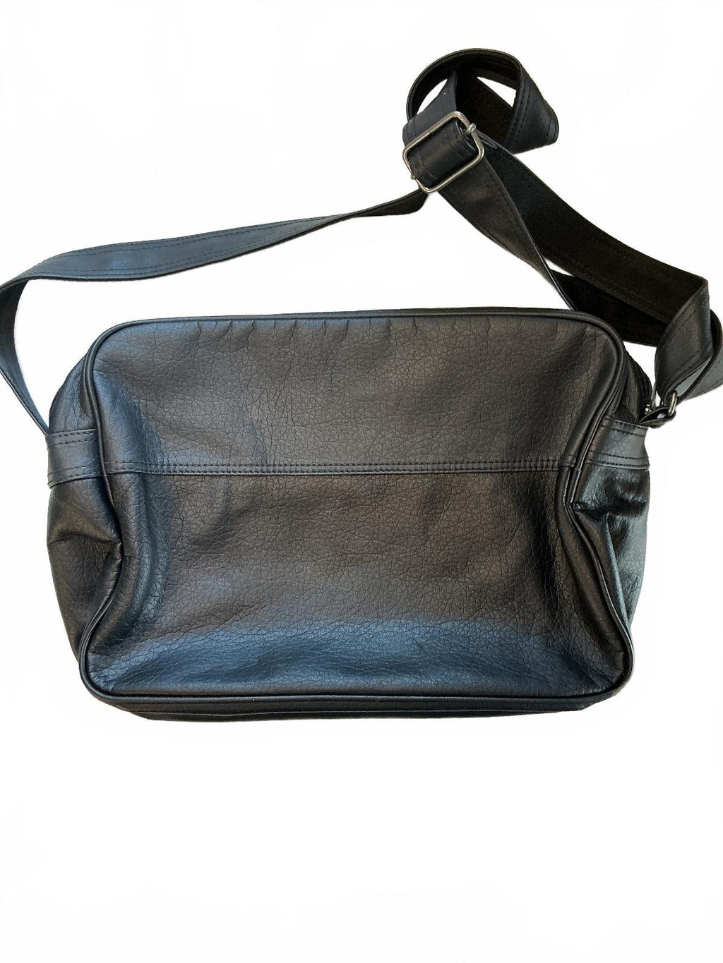 Preloved Adidas Black Leather Crossbody Bag Adjustable Strap !Needs New Zip!