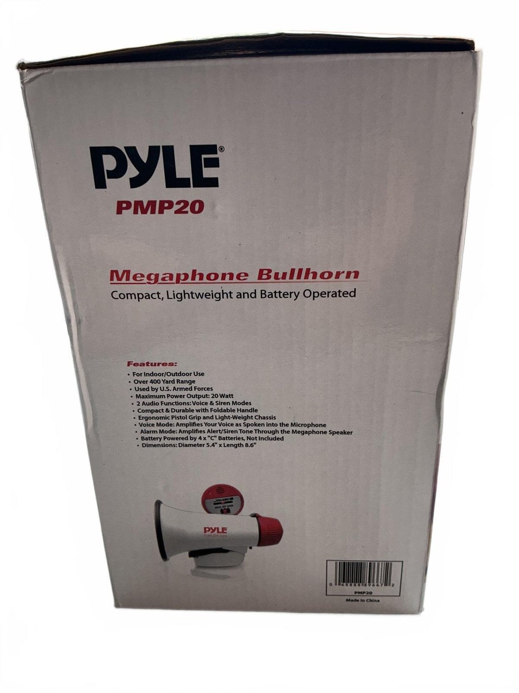 Pyle PMP20 Megaphone Bullhorn 20 Watt Compact Lightweight Battery Operated