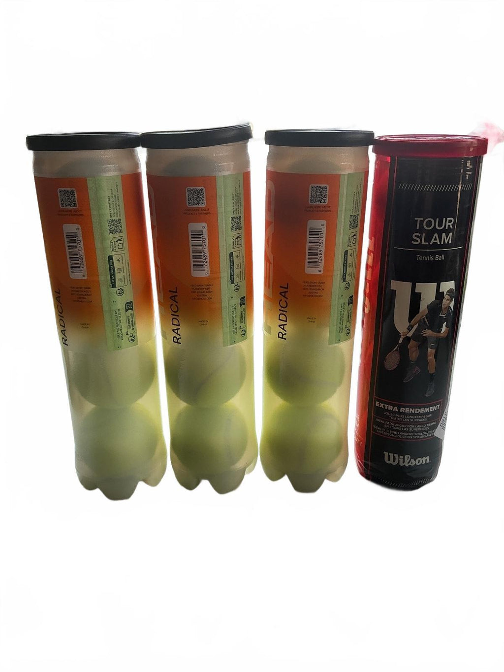 3*Head Radical Tennis Balls and Wilson Tour Slam Extra Duty 4 Pack