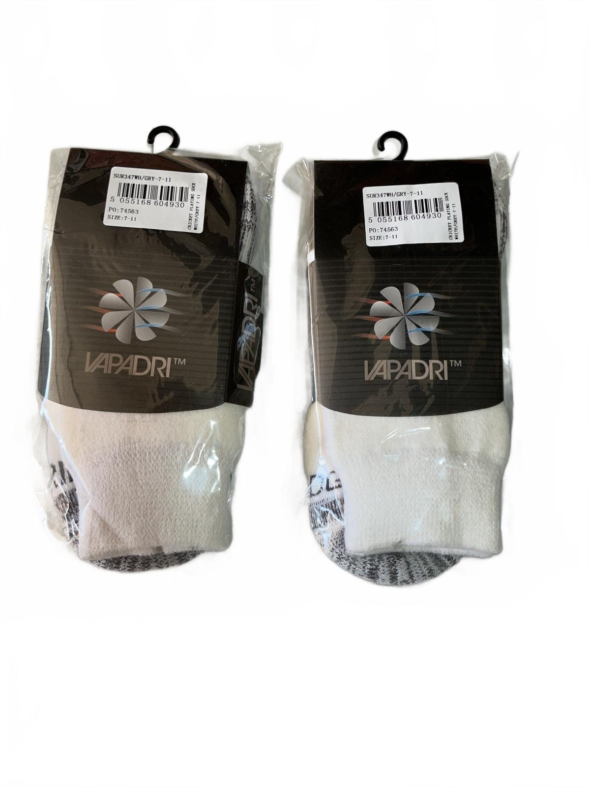 *NEW* Vapadri Performance Cricket Playing Socks White/Grey Size 7-11 Breathable
