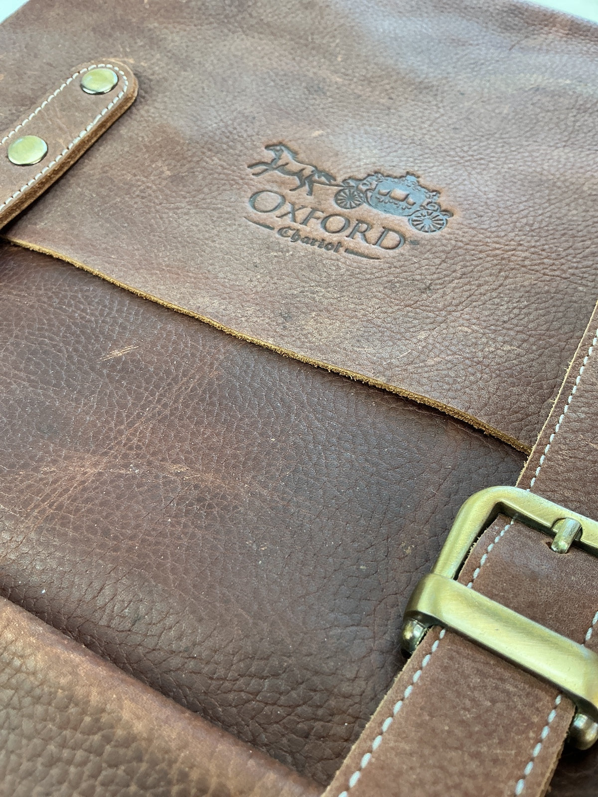 Oxford Chariot Luxury Leather Brown Rucksack Laptop Sleeve Multiple Pockets