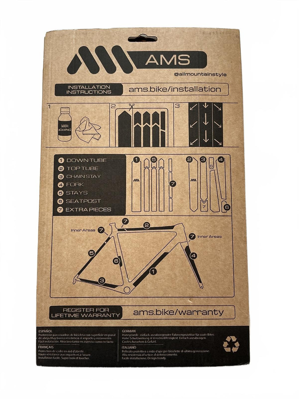 AMS FrameGuard Bike Protection Kit Clear Universal Size