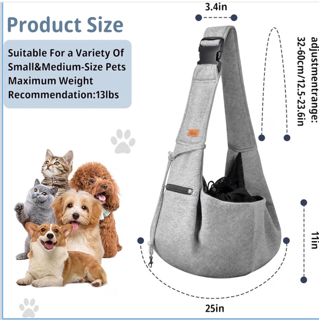 Cuby Dog Carrier Sling Unisex Medium Taupe Adjustable Cotton Comfortable