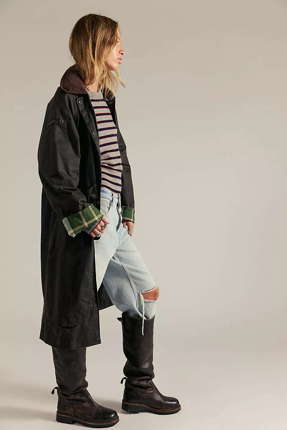 We the free Classic Waxed Cotton Long Coat Jacket Size Regular M Stylish