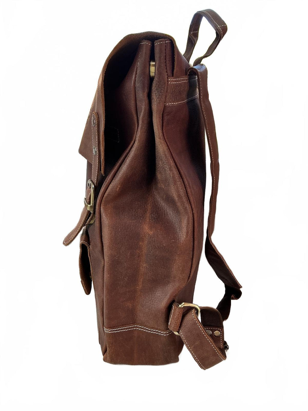 Oxford Chariot Luxury Leather Brown Rucksack Laptop Sleeve Multiple Pockets