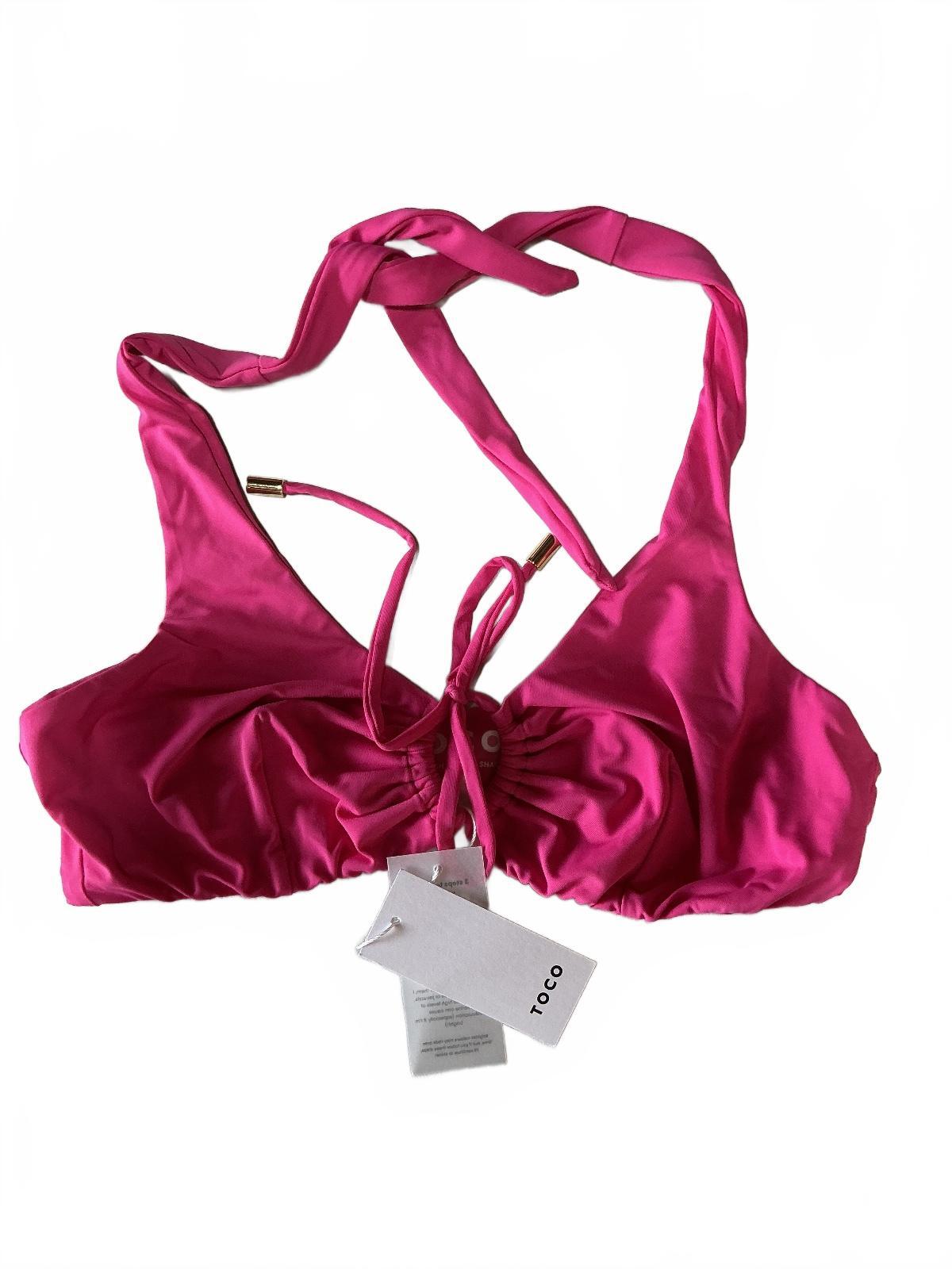 *NEW* Toco Maracas Tie Front Top Pink Size L Swimwear Bikini Top