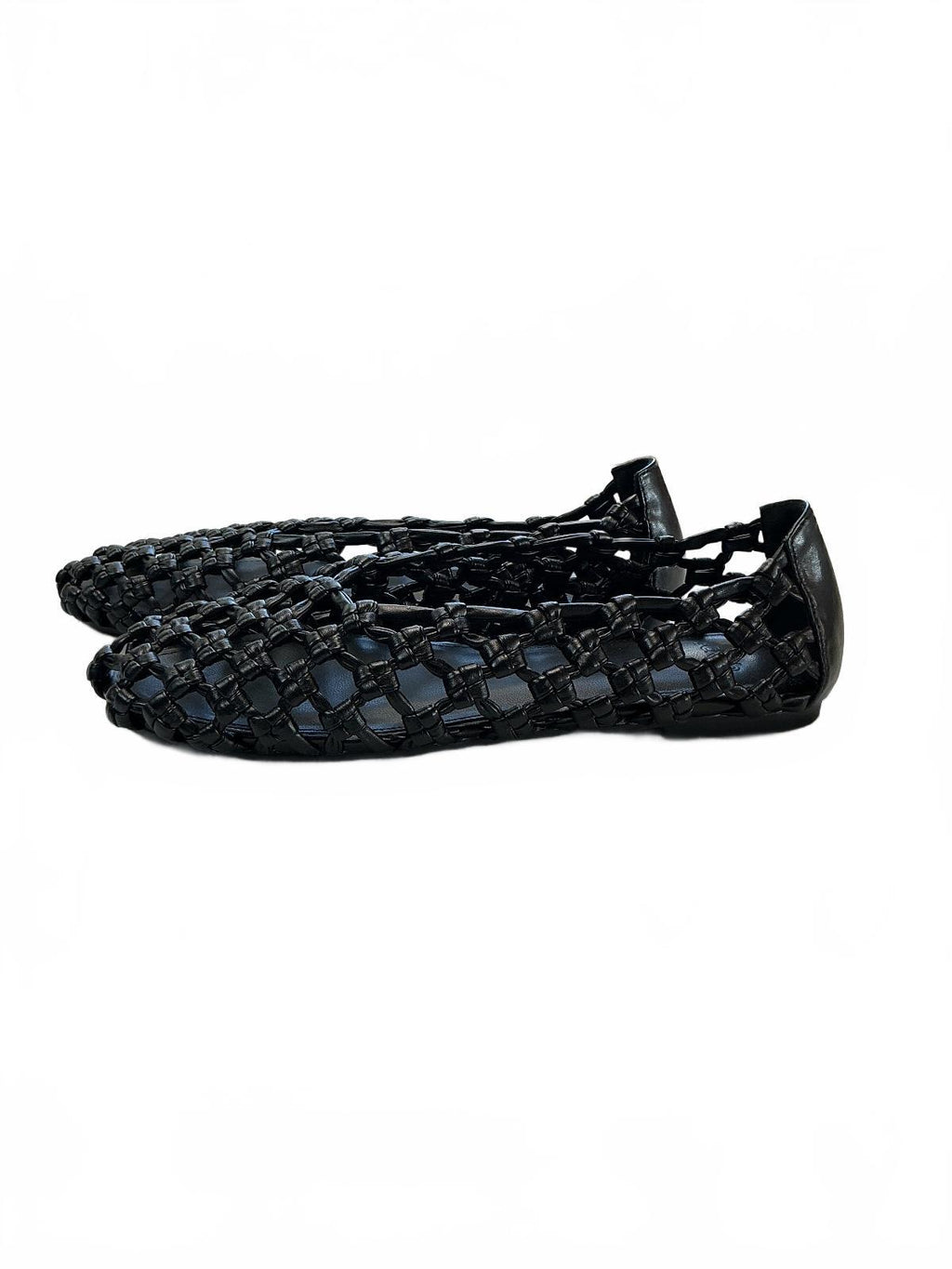 Schuh Black Woven Leather Flats Size 5 Stylish Comfortable Shoes
