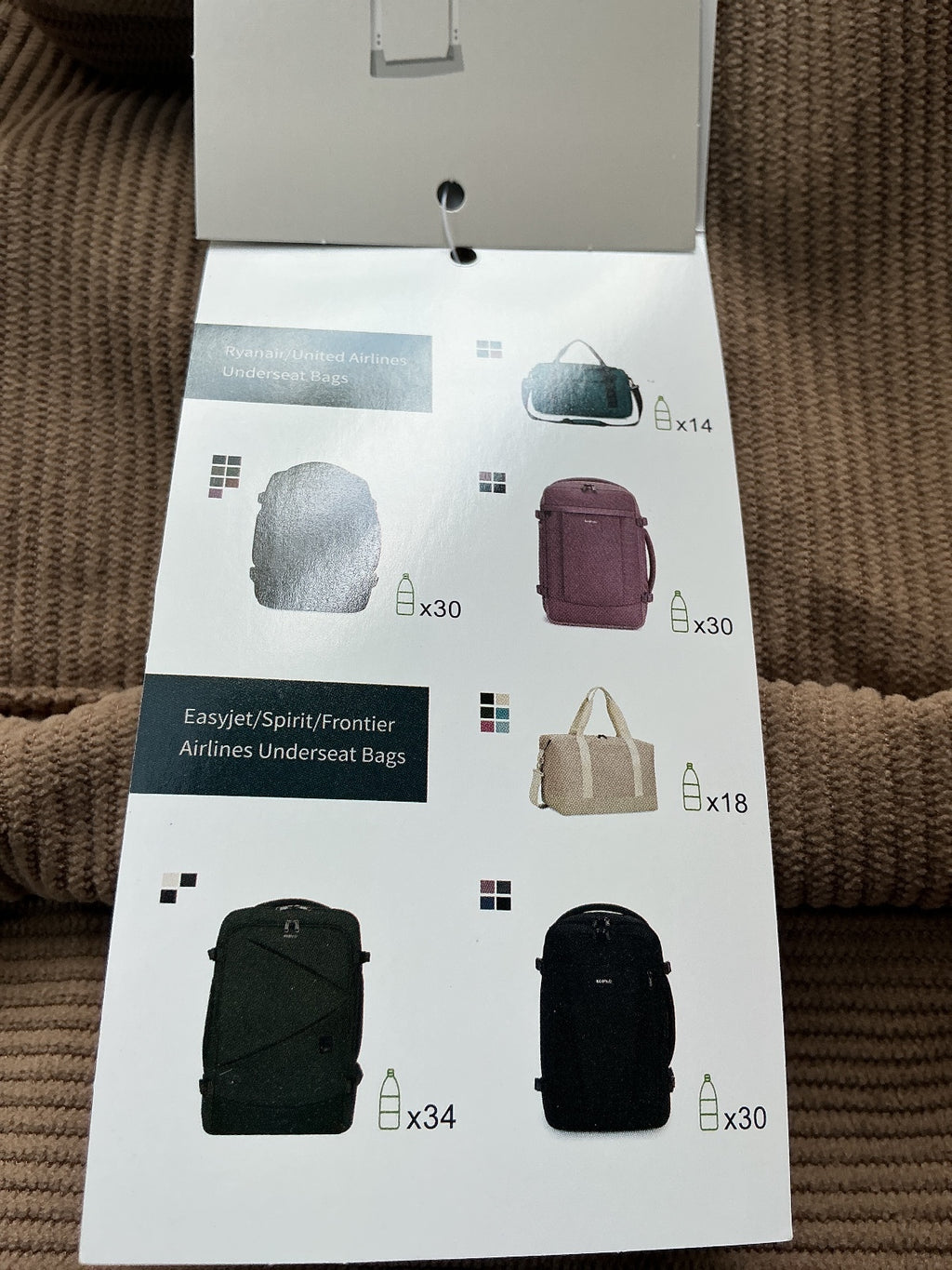 Ecohub Daily-Carry Tote Bag 21L Size Brown Corduroy