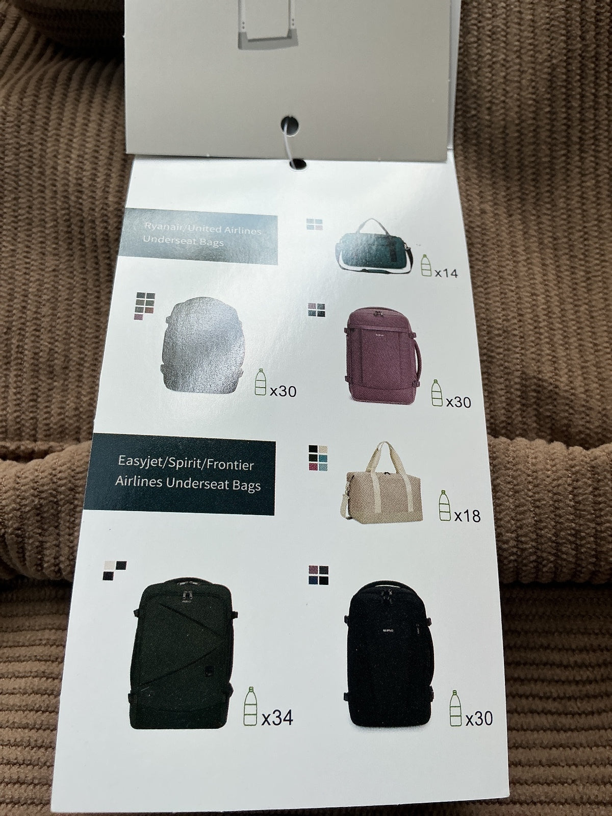 Ecohub Daily-Carry Tote Bag 21L Size Brown Corduroy