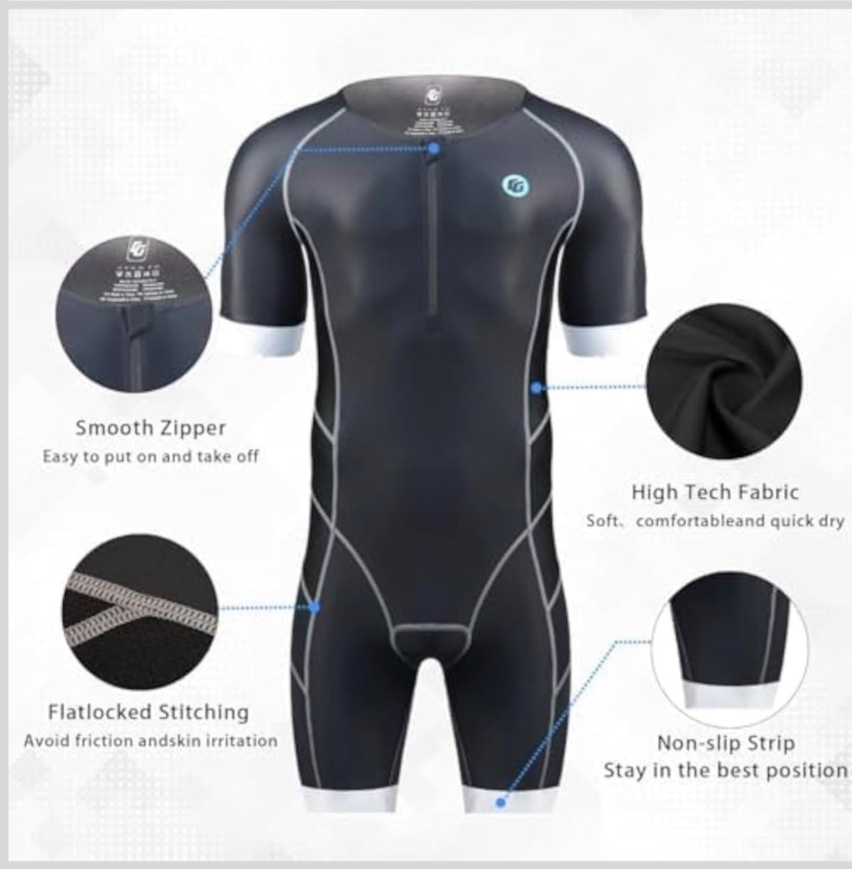 OG Triathlon Suit Men's 2XL Black High Tech Fabric Smooth Zipper