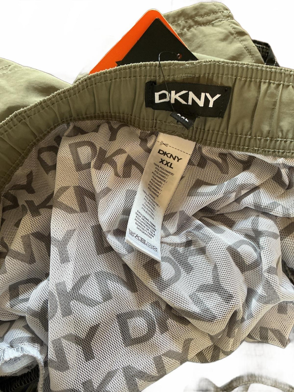 DKNY Men's Swim Shorts Size XXL Green Black Elastic Waist Drawstring