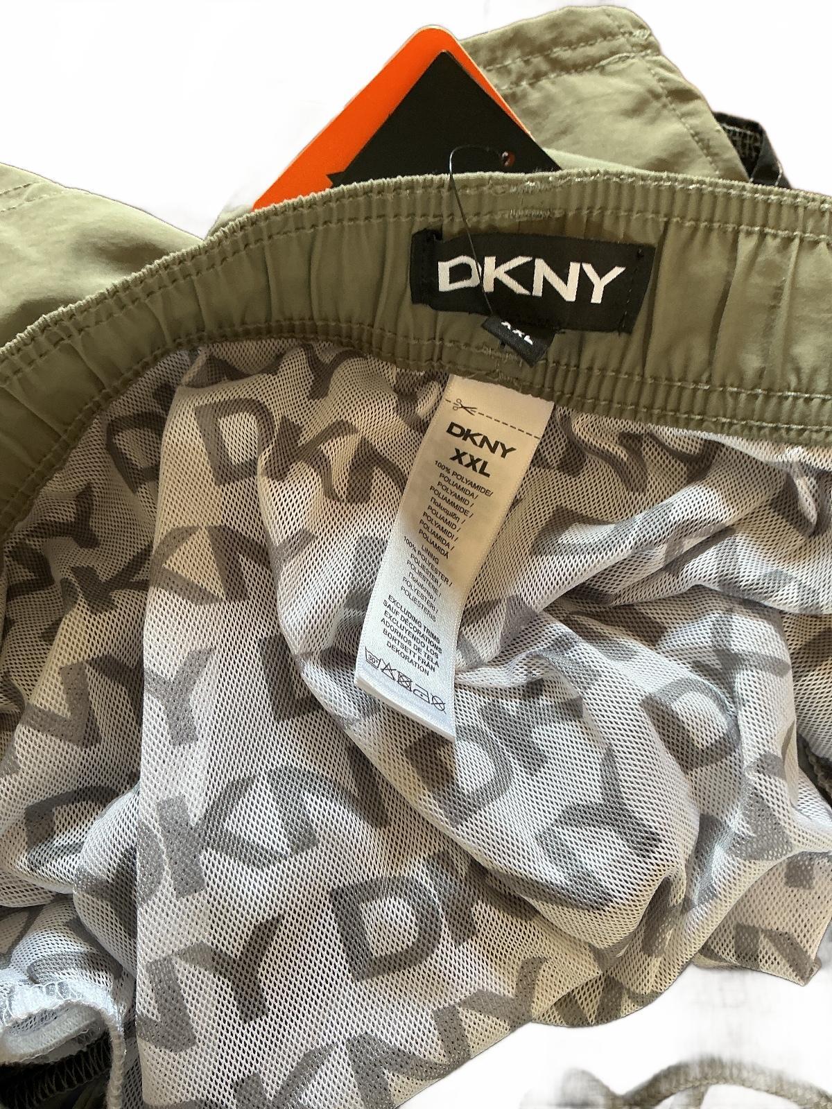 DKNY Men's Swim Shorts Size XXL Green Black Elastic Waist Drawstring