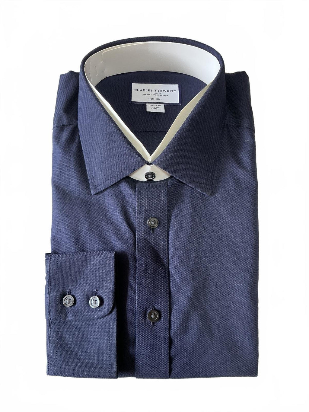*NEW* Charles Tyrwhitt Navy Blue Non-Iron Classic Fit Shirt Size 17/34