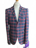 All Blacks Men's Navy Blue and Red Check Blazer Suit 40R Slim Fit