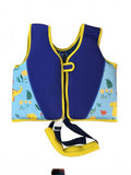 Wenlia Child Swim Vest Large Blue Yellow Cute Animal Print Adjustable