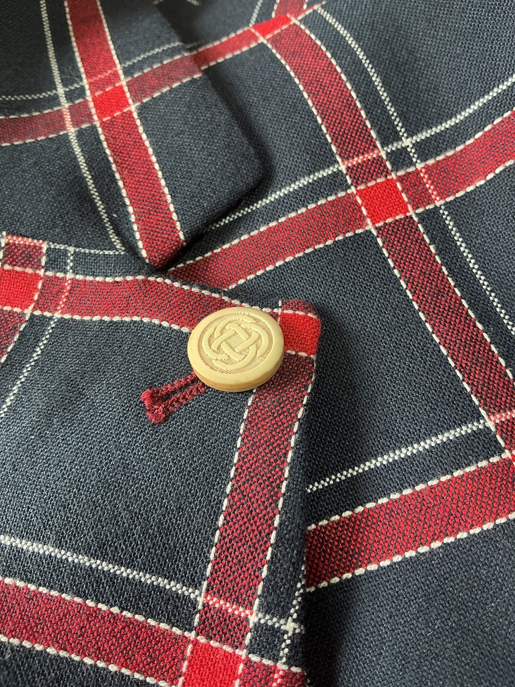 All Blacks Men's Navy Blue and Red Check Blazer Suit 40R Slim Fit