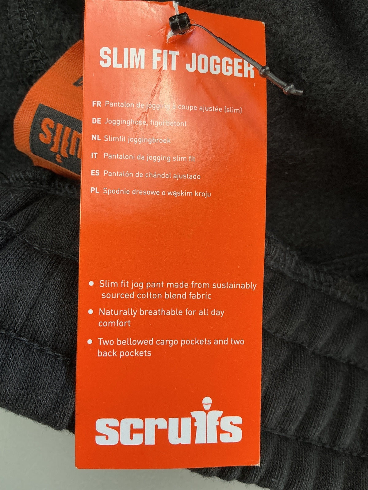 Scruffs Slim Fit Jogger Men's Medium Black Cargo Pockets Comfortable Cotton