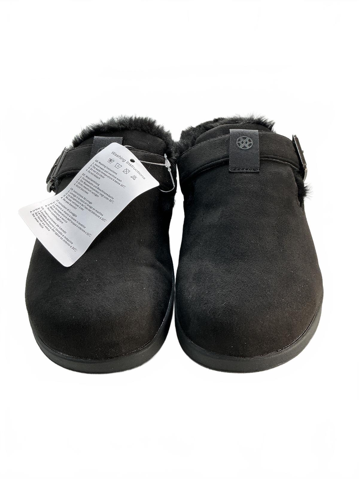 Sisttke Winter Clogs Women's Size 7.5 Black Suede Adjustable Strap Faux Fur