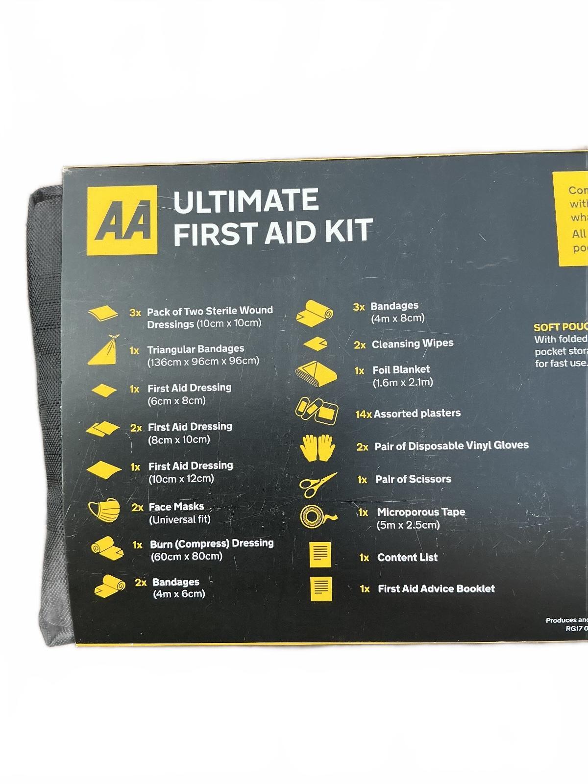 AA Ultimate First Aid Kit Black DIN 13164:2022 Emergency Essentials Case