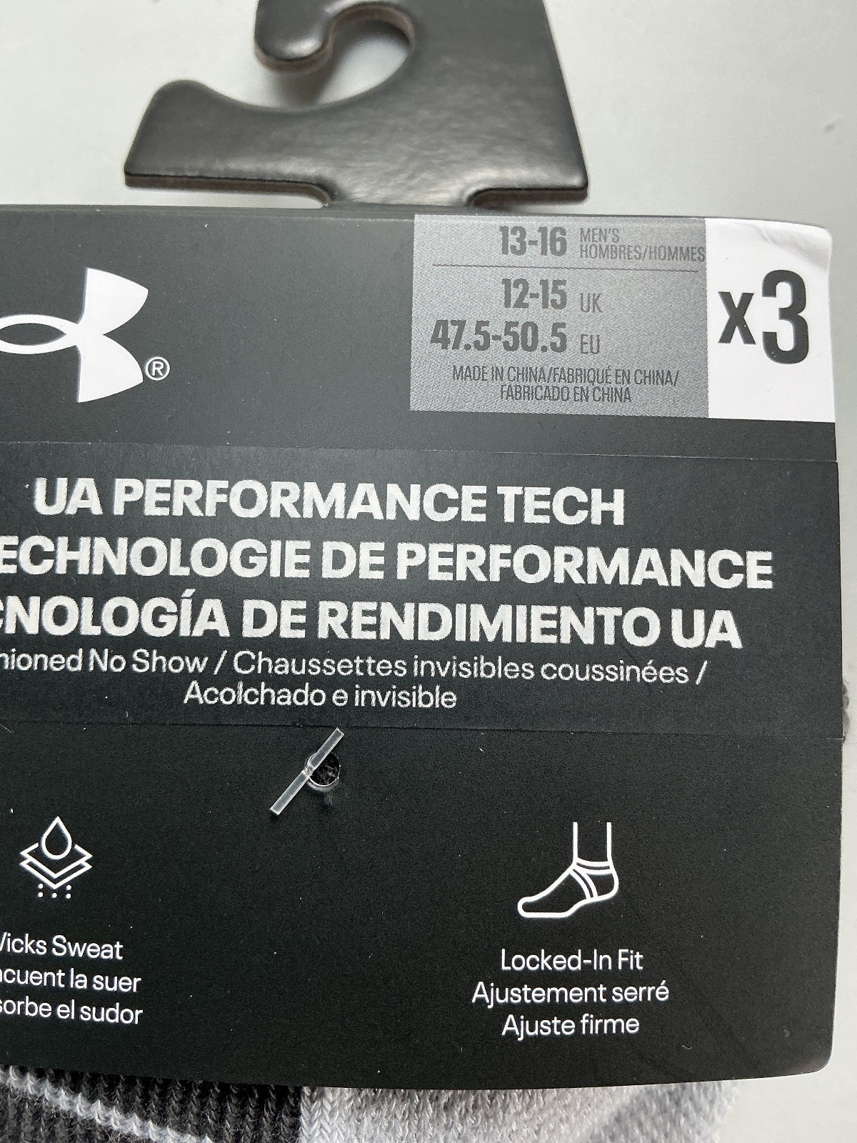 *NEW* 2*Under Armour Performance Tech Socks 3 Pack XL 12-15UK