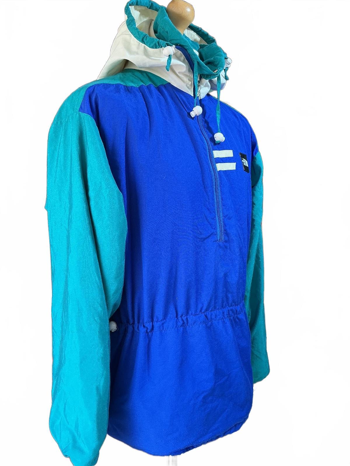 Vintage 80’s/90’s Tnf Gore-tex Blue and Green Hooded Windbreaker Jacket Size M