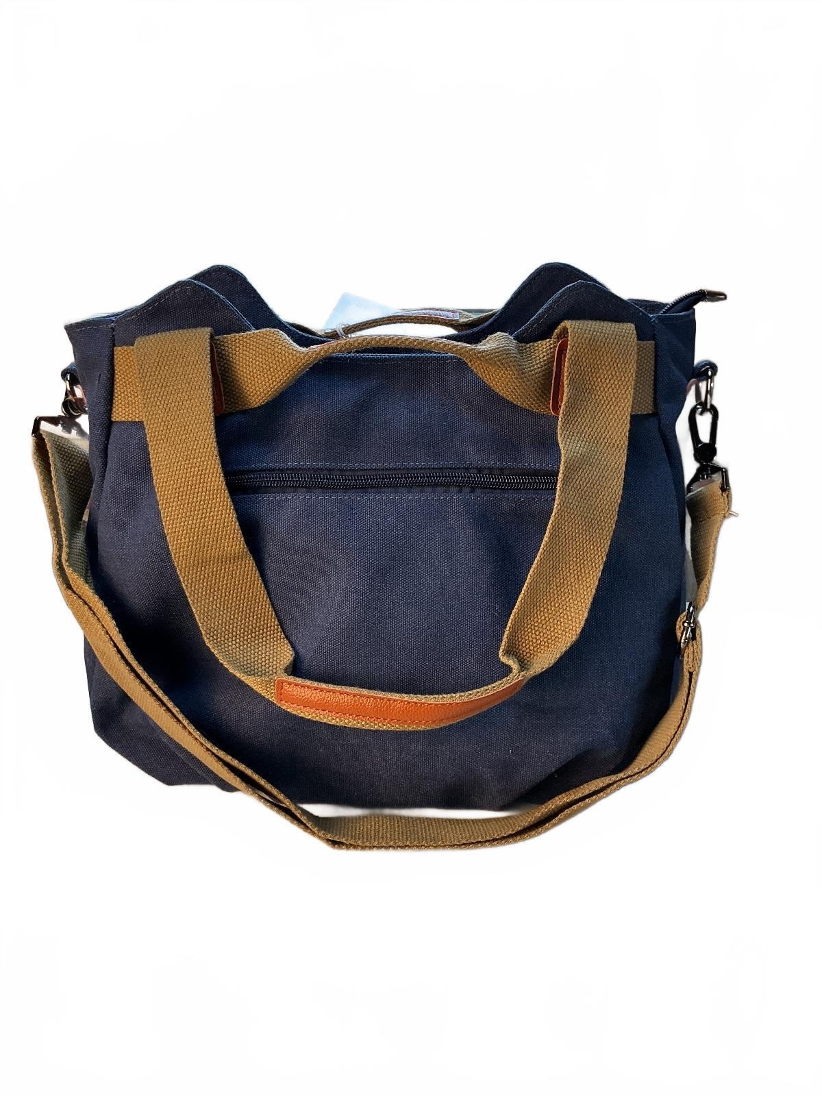 DIRRONA Canvas Tote Bag Women Navy Blue Durable Casual