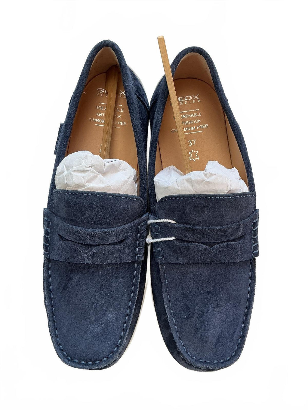 Geox Ladies Navy Blue Suede Loafers Size 4 Comfortable Casual Shoes