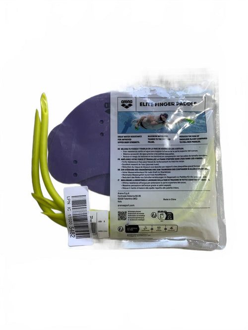 Arena Elite Finger Paddle Swimming Training Aid Yellow Purple Size Medium