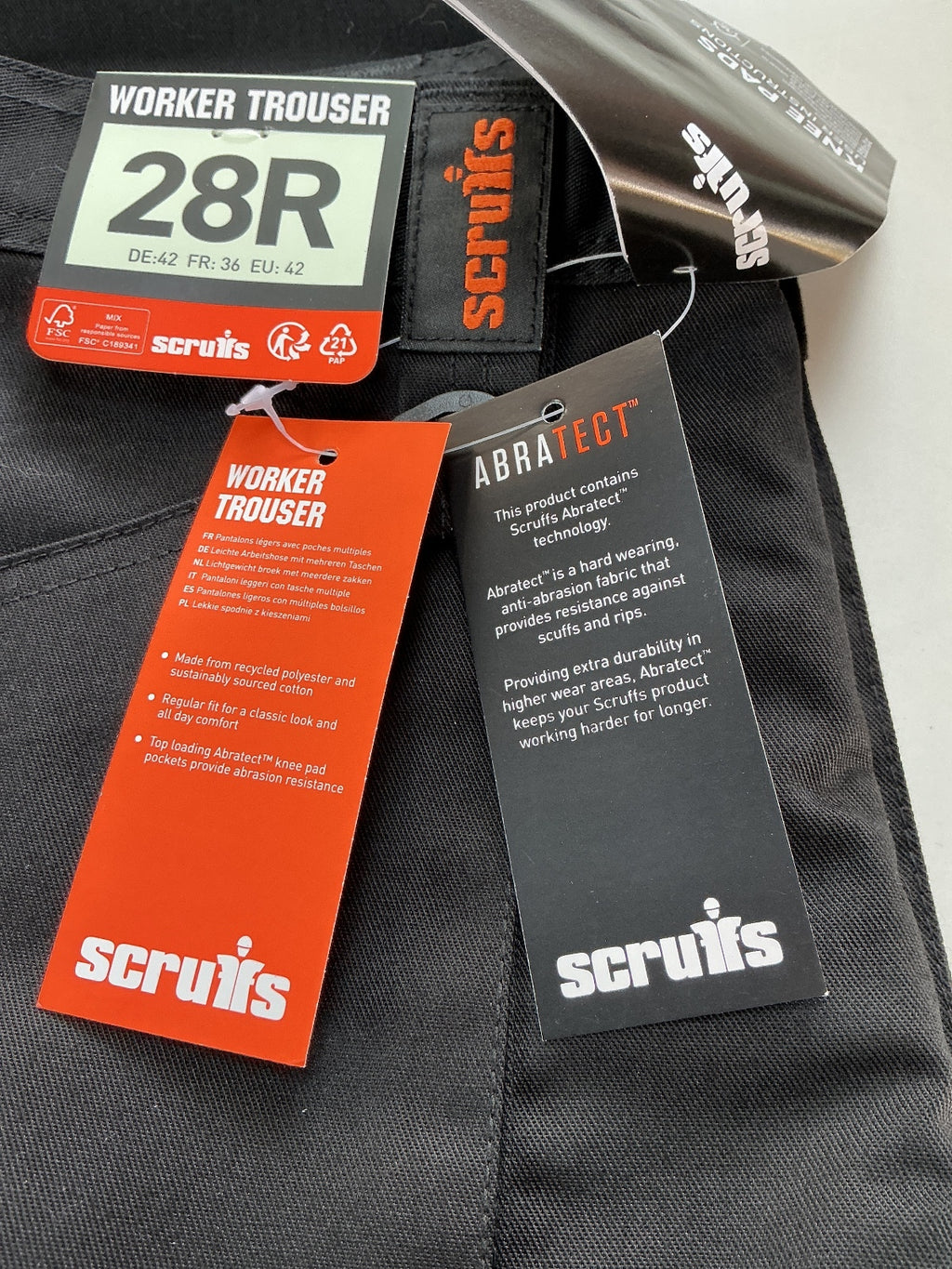 Scruffs Abratect Worker Trousers Men 28R Black Durable Workwear