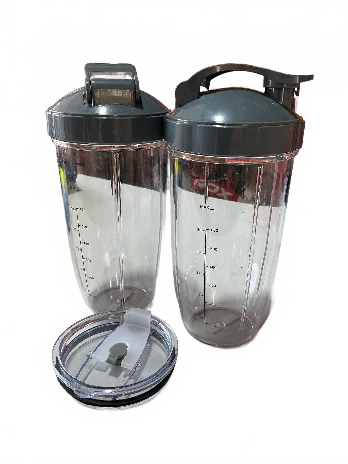 Generic 600ml Clear Plastic Nutribullet Bottles with Grey Lids - Set of 2