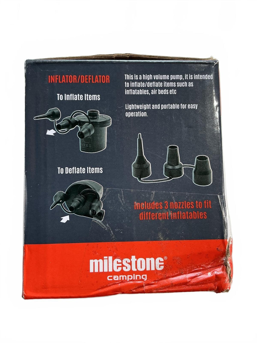 milestone camping AC240V/130W Electric Pump Lightweight Portable 11.9x10cm