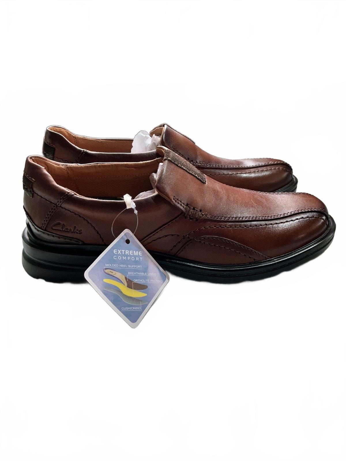 Clarks Men's Gessler Brown Leather Slip-On Shoes Size 8.5 Casual Loafers