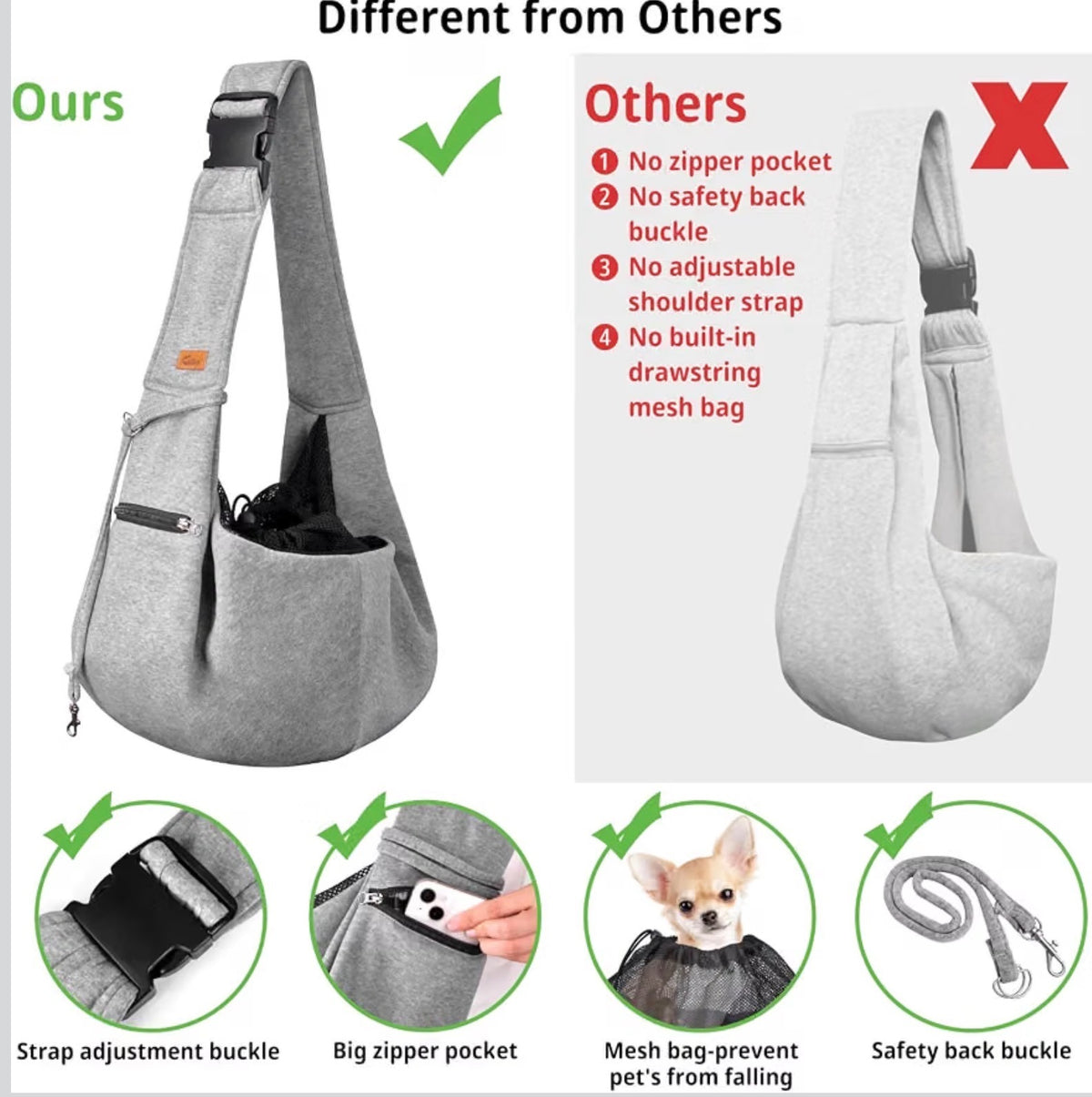 Cuby Dog Carrier Sling Unisex Medium Taupe Adjustable Cotton Comfortable