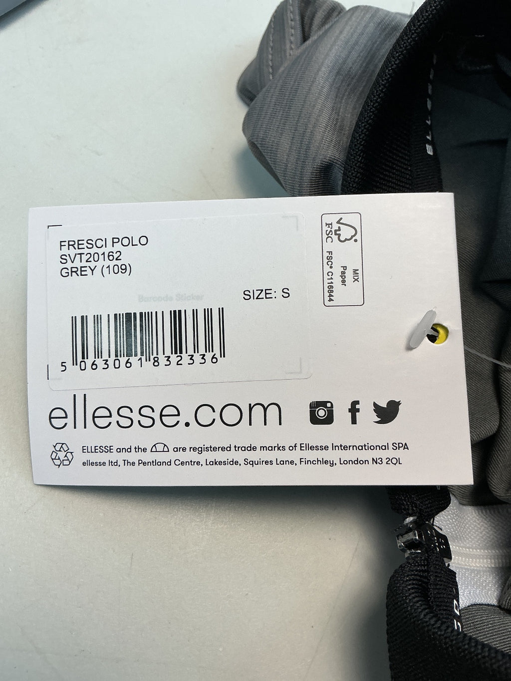 ellesse Fresci Polo Men's S Grey Reflective Technical Golf Shirt