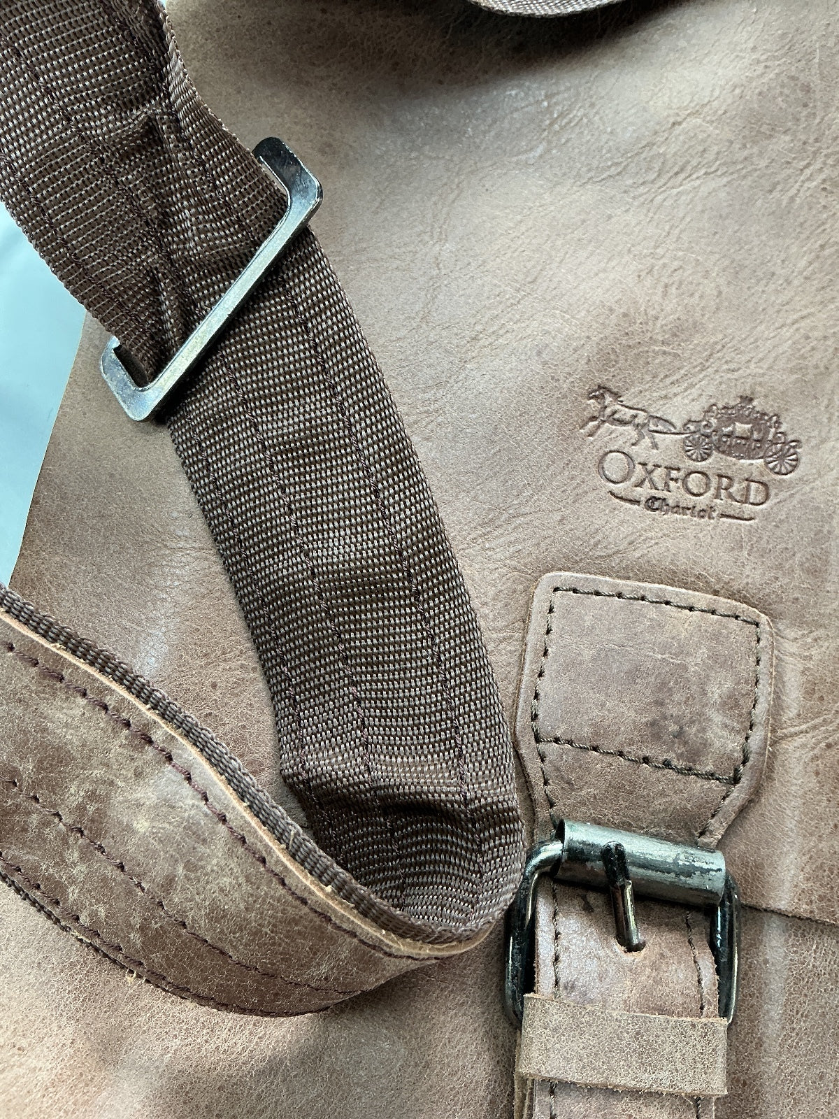 Bespoke Oxford Chariot Luxury Leather Messenger Bag Men Brown Adjustable Strap
