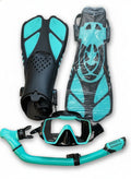 Snorkel Set Size L/XL Fins Mask Snorkel Aqua Black Uk 9-13