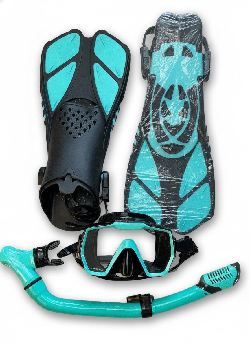 Snorkel Set Size L/XL Fins Mask Snorkel Aqua Black Uk 9-13