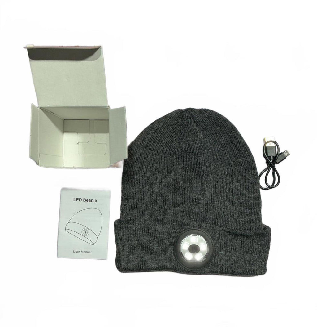 LED Beanie Hat with Built-in Light for Camping and Hiking