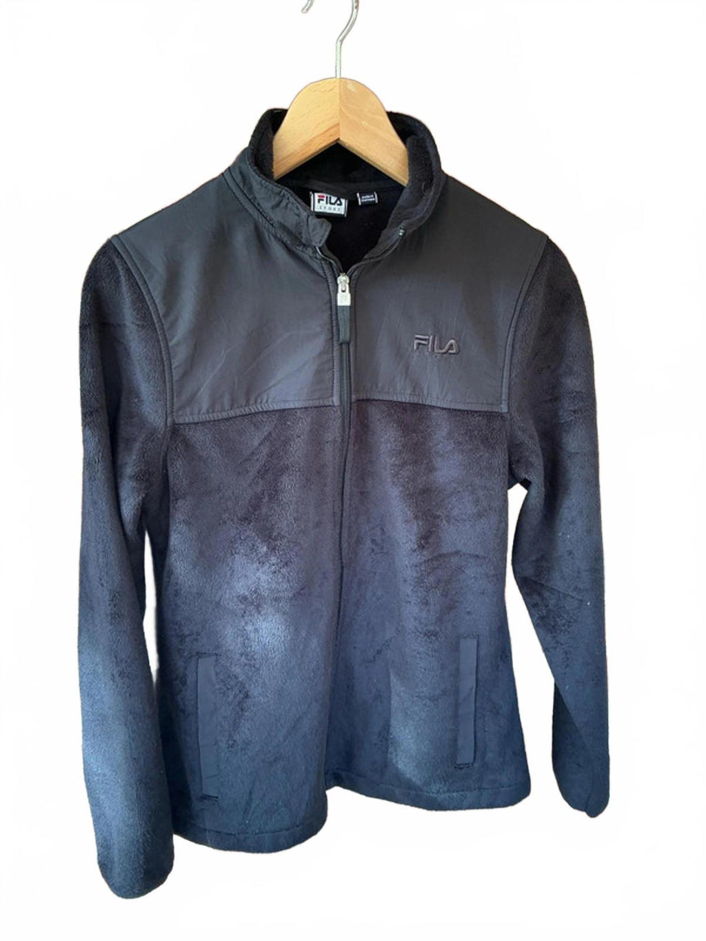 Fila Sport Black Fleece Jacket Size S Lightweight Warm Casual Zip Up