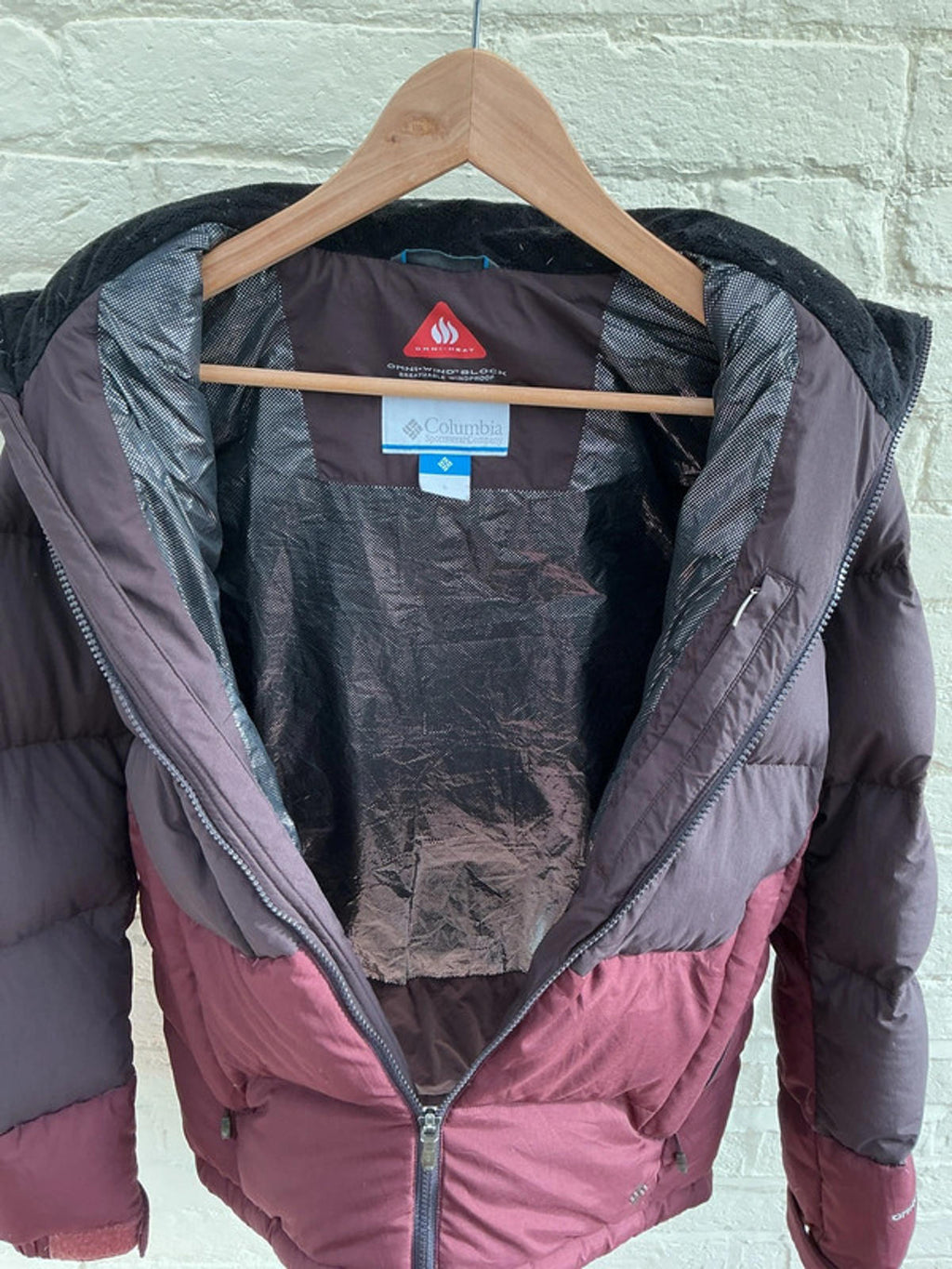 Columbia Women's Down Puffer Jacket Small Burgundy Brown Very Good