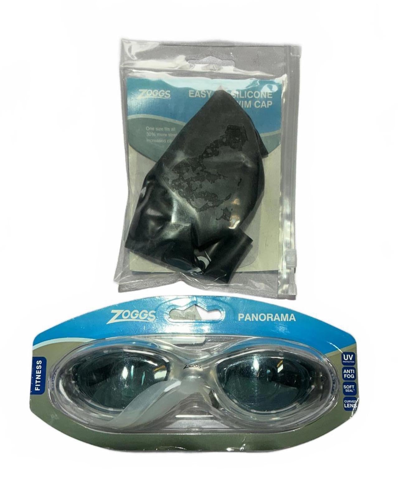 Zoggs Panorama Fitness Swimming Goggles with Easy-Fit Silicone Swim Cap