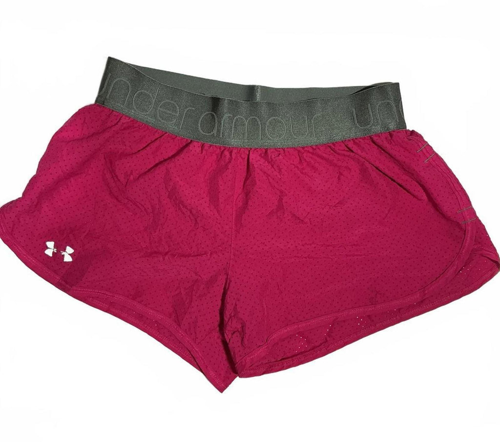 Under Armour Women's Activewear Shorts Pink with Grey Waistband